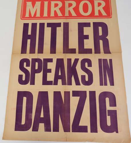Early WW2 Phoney War Period Newspaper Billboard Poster