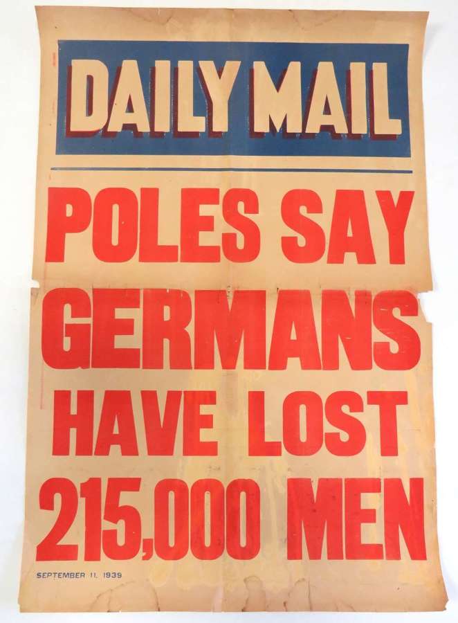 Early WW2 Phoney War Period Newspaper Billboard Poster
