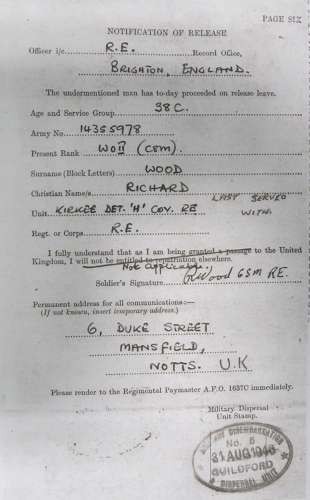 1937 Pattern Royal Engineers C.S.M Commonwealth Battledress Jacket / Cap