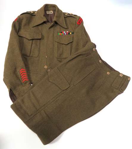 Scarce Matching Set WW2 Attributed Battledress Jacket & Trousers Royal Engineer Officer