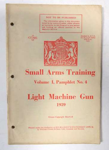 WW2 Dated 1939 Bren Light Machine Gun Training Pamphlet