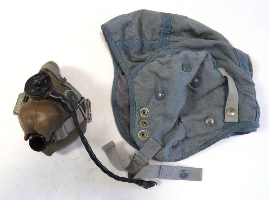 Post War R.A.F Bone Dome Inner Helmet and "H" Type Oxygen Mask