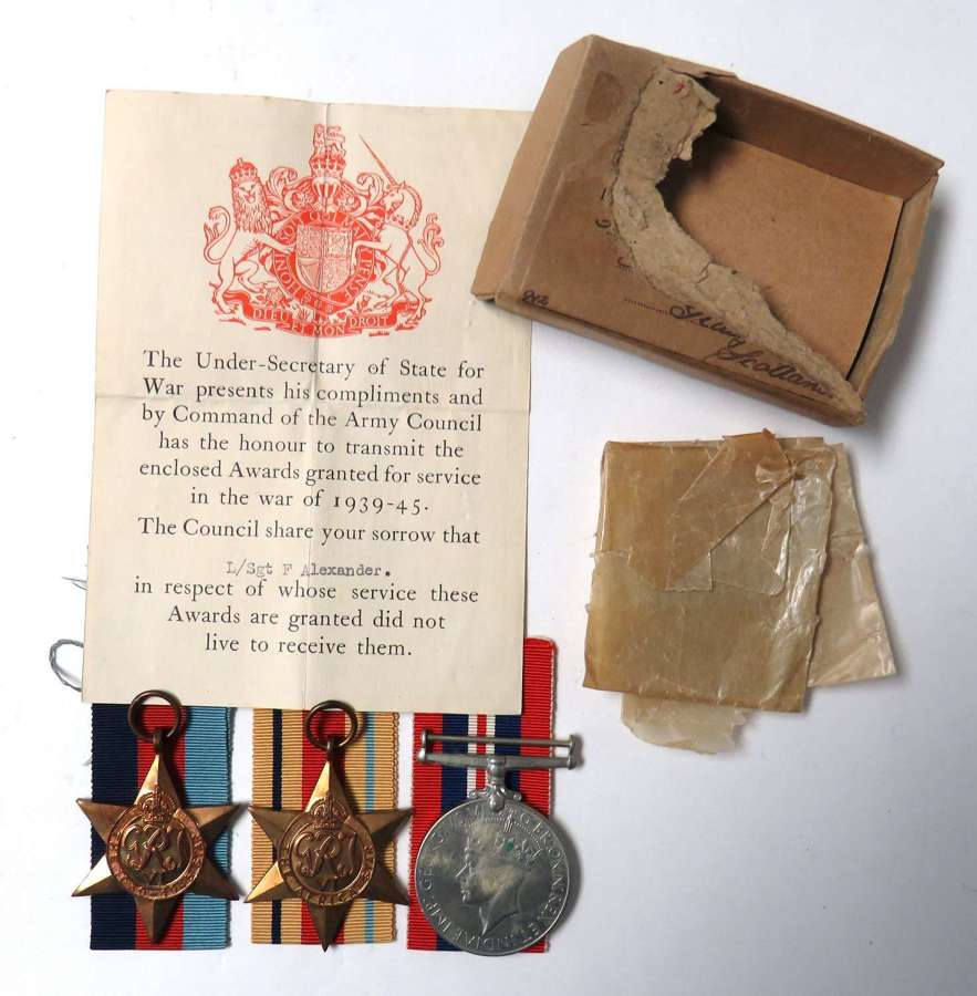 WW2 Royal Artillery Tripoli 1942 Casualty Medal Group .