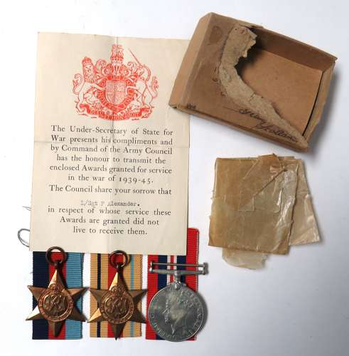 WW2 Royal Artillery Tripoli 1942 Casualty Medal Group .