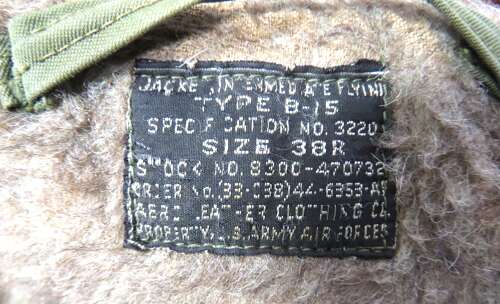 WW2 U.S.A.A.F 4th Air Force B15 Intermediate Flying Jacket Size 38R