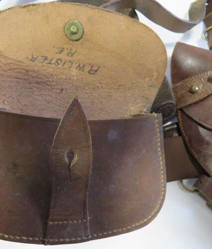 Rare WW1 Attributed Officers Sam Browne Belt and Double Shoulder Strap Set ps