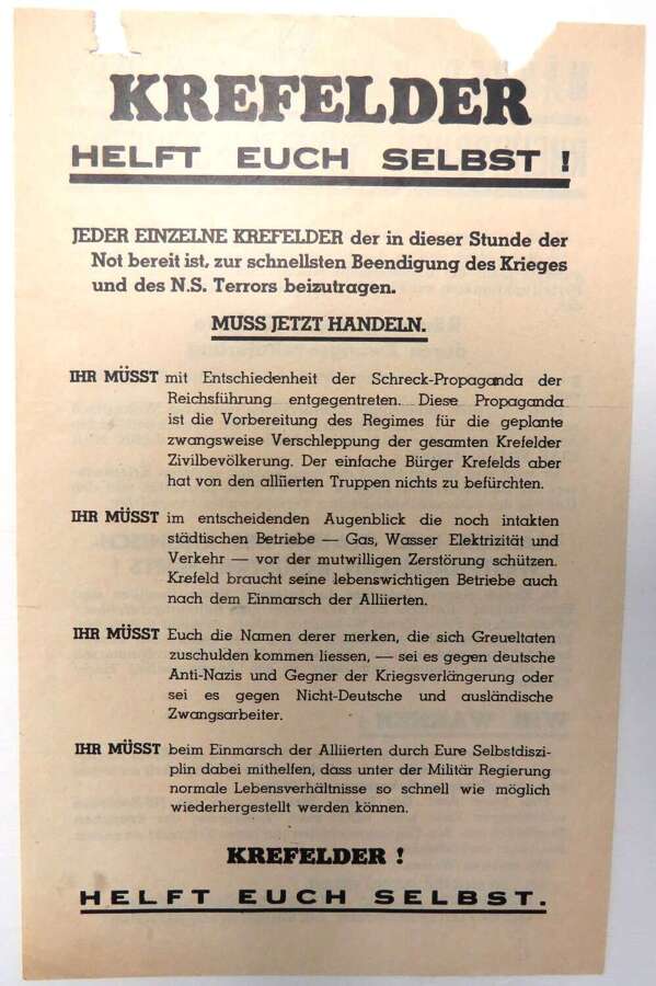 Rare Post D-Day Invasion German Air Dropped Leaflet On Krefeld WG12 (2)