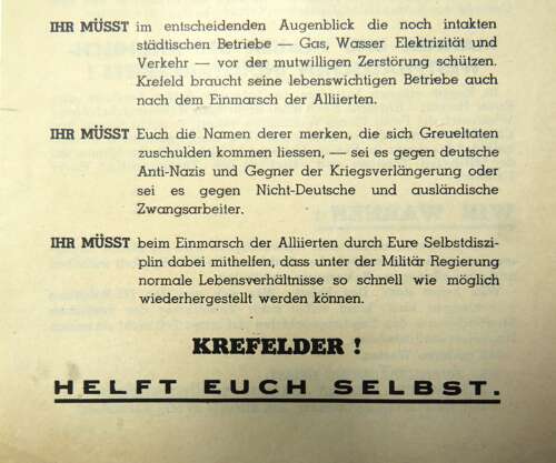 Rare Post D-Day Invasion German Air Dropped Leaflet On Krefeld WG12 (2)