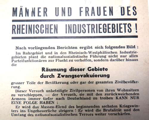 Rare Post D-Day Invasion German Air Dropped Leaflet On Krefeld WG12 (2)