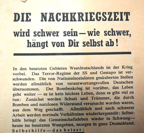 Rare Post D-Day Invasion German Air Dropped Leaflet On Germany WG19