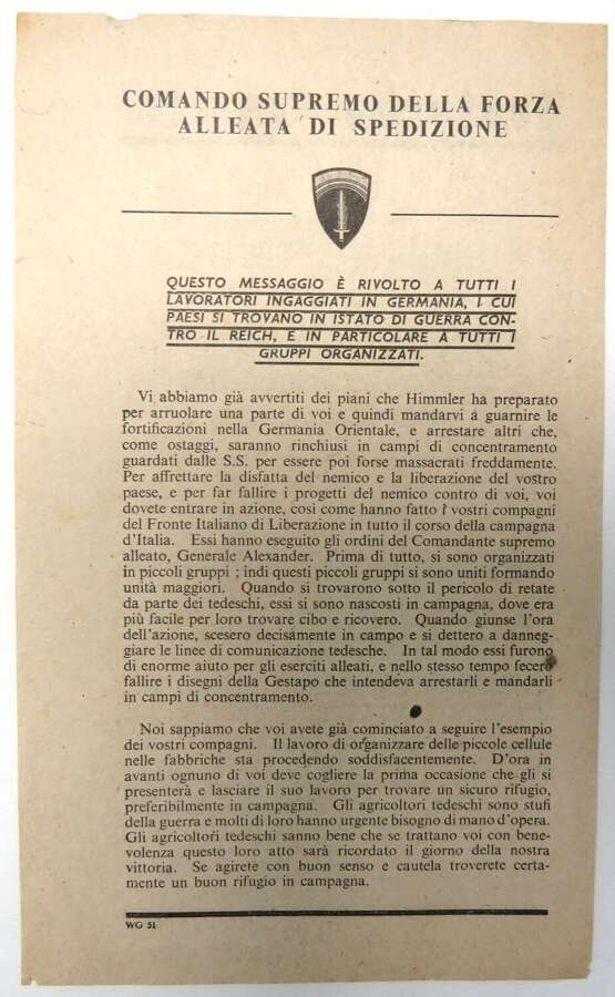 Rare Post D-Day Invasion German Air Dropped Leaflet Duel Language Resistance WG51