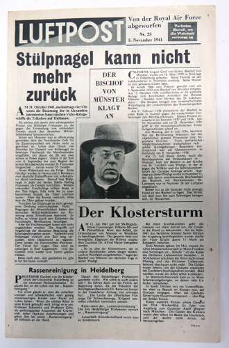WW2 Luftpost Air Dropped German Propaganda Leaflet 510/XXV November1941