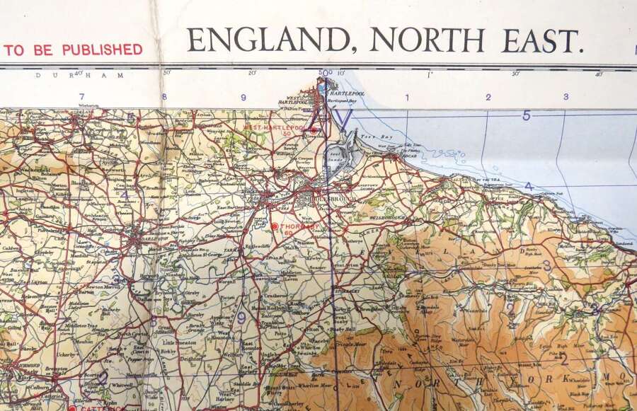 WW2 British Military Map of England North East with Infantry Markings