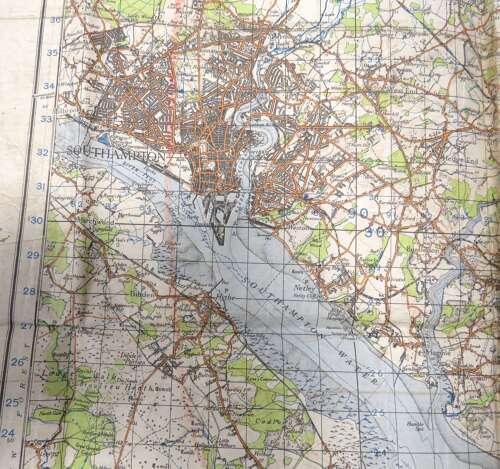 WW2 British Military Map of Portsmouth and Southampton