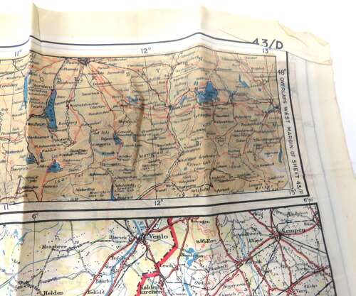 WW2 D-Day Air Crew/Special Forces / SOE Single Side Silk Map of France & Germany