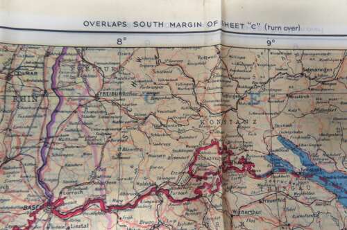 WW2 D-Day Air Crew/Special Forces / SOE Single Side Silk Map of France & Germany