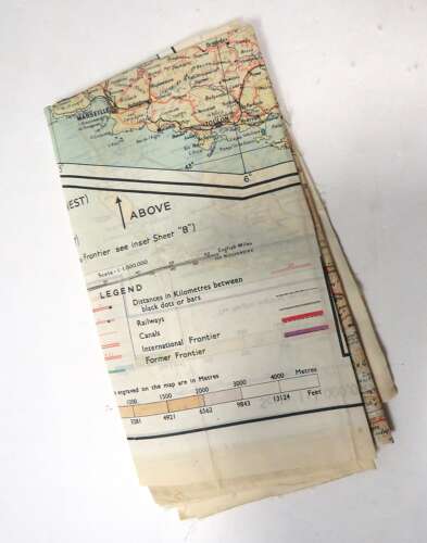 WW2 D-Day Air Crew/Special Forces / SOE Single Side Silk Map of France & Germany