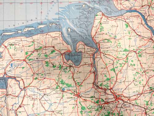 WW2 British Army/Air Military Map 52/6 of Bremen Germany Dated 1945