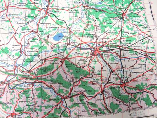 WW2 British Army/Air Military Map 52/6 of Bremen Germany Dated 1945