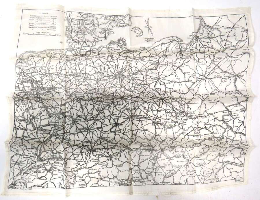 WW2 Air Crew / Special Forces / SOE Single Side Silk Map of Germany