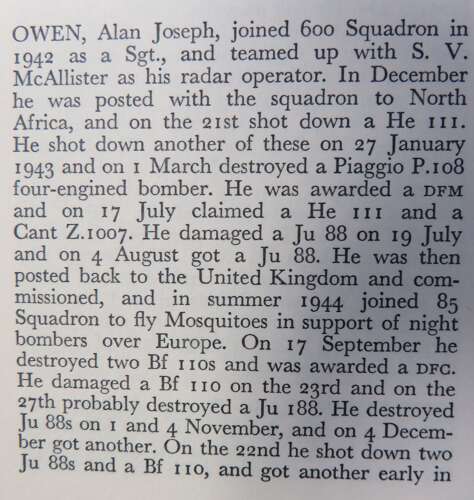 Rare 85 Squadron R.A.F Aces September 1944 Combat Report for 1 ME 110 Victory
