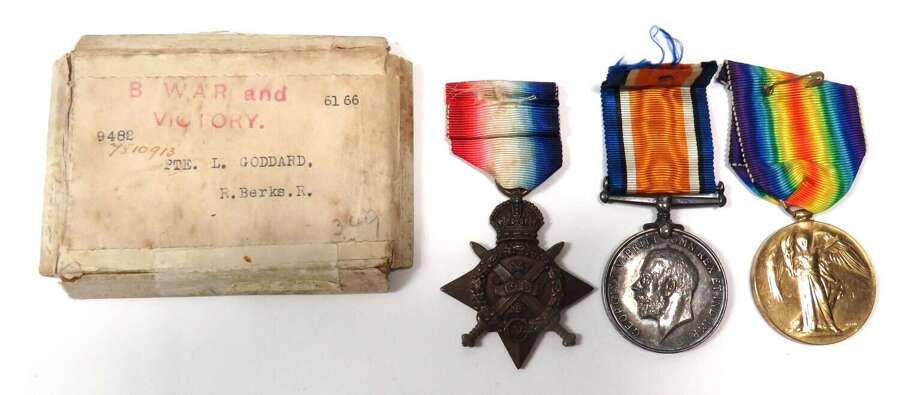 WW1 2nd Battalion Royal Berkshire Regiment 1914 Star Medal Trio . Wounded 3 Times