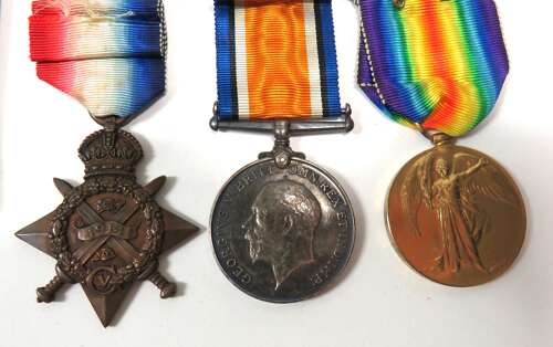WW1 2nd Battalion Royal Berkshire Regiment 1914 Star Medal Trio . Wounded 3 Times