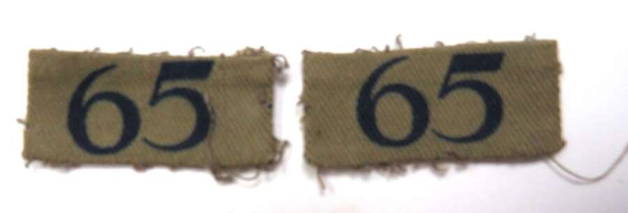 Pair of Home Front "65" Home Guard District Formation Badges