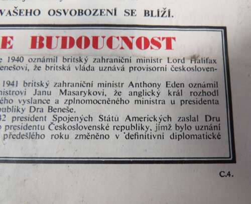 Rare WW 2 Air Dropped Czech Propaganda Leaflet C4 Message From London