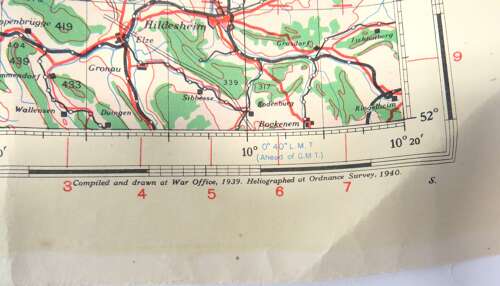 WW2 British Army/Air Military Map 52/6 of Bremen Germany Dated 1943