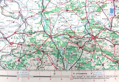 WW2 British Army/Air Military Map 52/6 of Bremen Germany Dated 1943