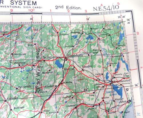 WW2 British Army/Air Military Map 54/10 of Kiel Germany Dated 1943