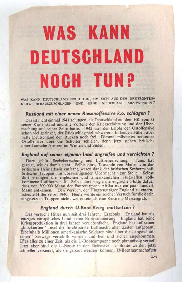 WW 2 German Propaganda Leaflet G40