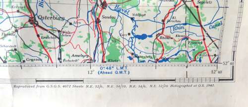 WW2 British Army/Air Military Map of Lubeck Germany Dated 1943