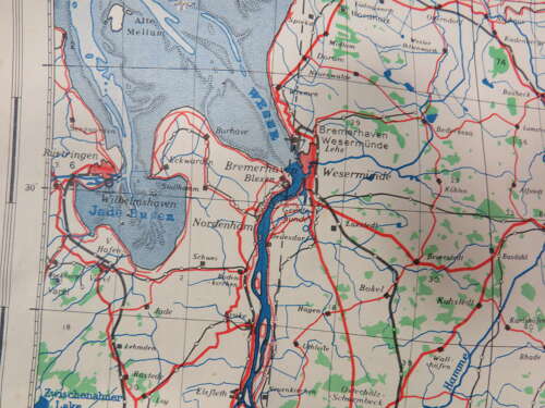 WW2 British Army/Air Military Map of Lubeck Germany Dated 1943