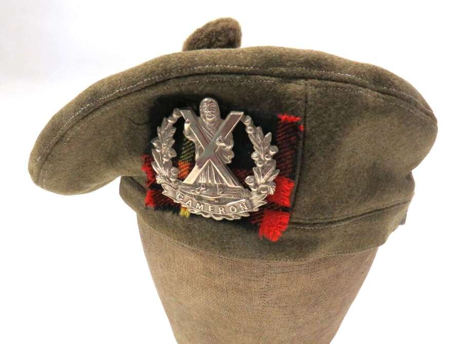 Late WW2 Period Private Purchase Cameron Highlanders Khaki Tam O Shanta Hat