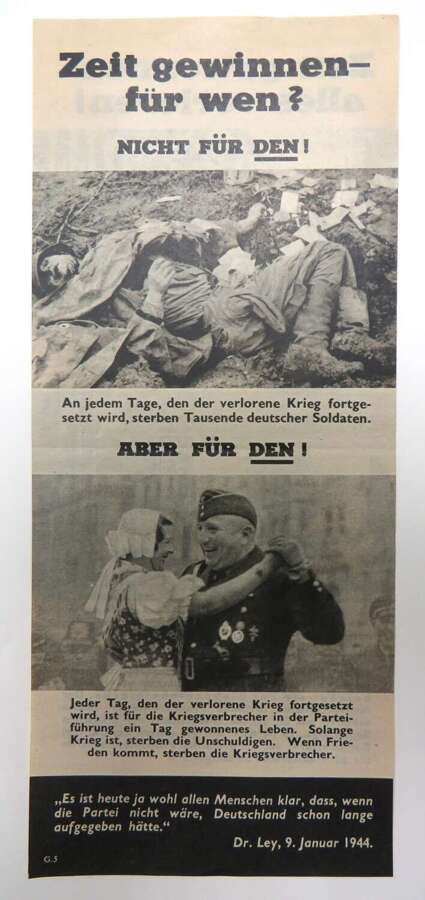 WW 2 Air Dropped German Propaganda Leaflet G5