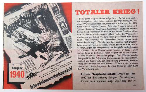 WW 2 Air Dropped German Propaganda Leaflet G1