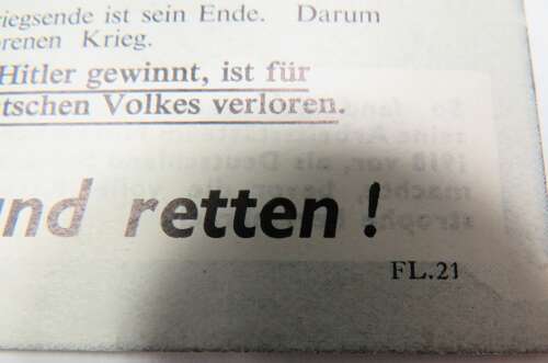 WW 2 Air Dropped German Propaganda Leaflet FL21