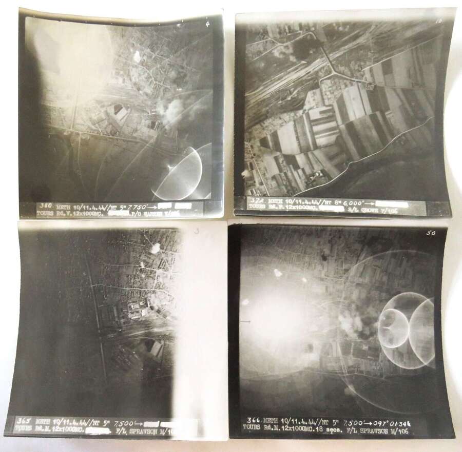 WW2 Group of 4 R.A.F 106 Squadron Target Photos of Tours 1944