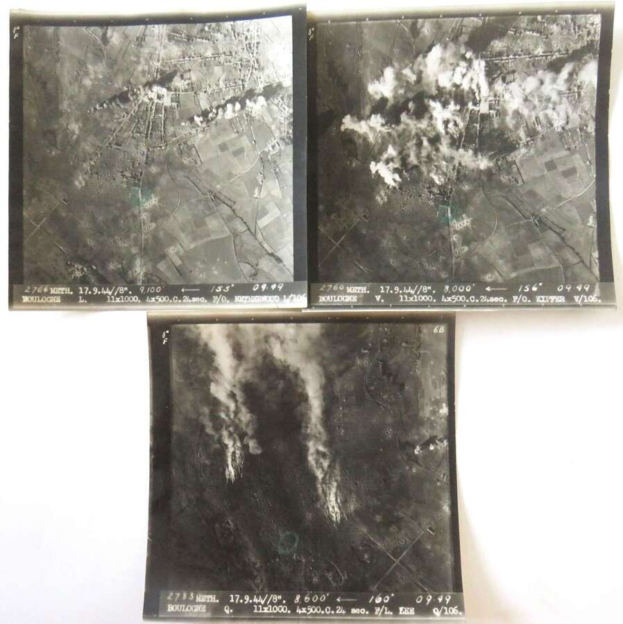 WW2 Group of 3 R.A.F 106 Squadron Target Photos of Boulogne 1944