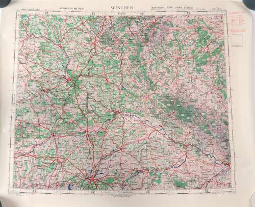 WW2 British Army/Air Military Map NE 48/10 of Munchen Germany Dated 1944
