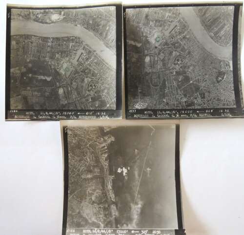 WW2 Group of 3 R.A.F 106 Squadron Target Photos of Brest & Bordeaux 1944
