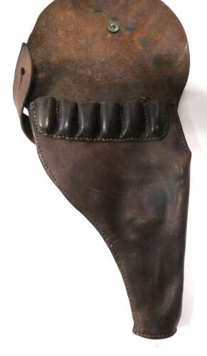 Boer War Officers Leather Sam Browne Webley Revolver Holster with Internal Bullet Loops