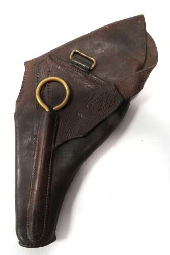 Boer War Officers Leather Sam Browne Webley Revolver Holster with Internal Bullet Loops