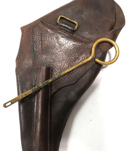 Boer War Officers Leather Sam Browne Webley Revolver Holster with Internal Bullet Loops