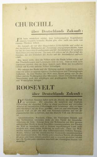 WW 2 Air Dropped on Germany Propaganda Leaflet  WG12 