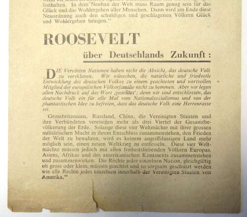 WW 2 Air Dropped on Germany Propaganda Leaflet  WG12 