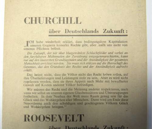 WW 2 Air Dropped on Germany Propaganda Leaflet  WG12 
