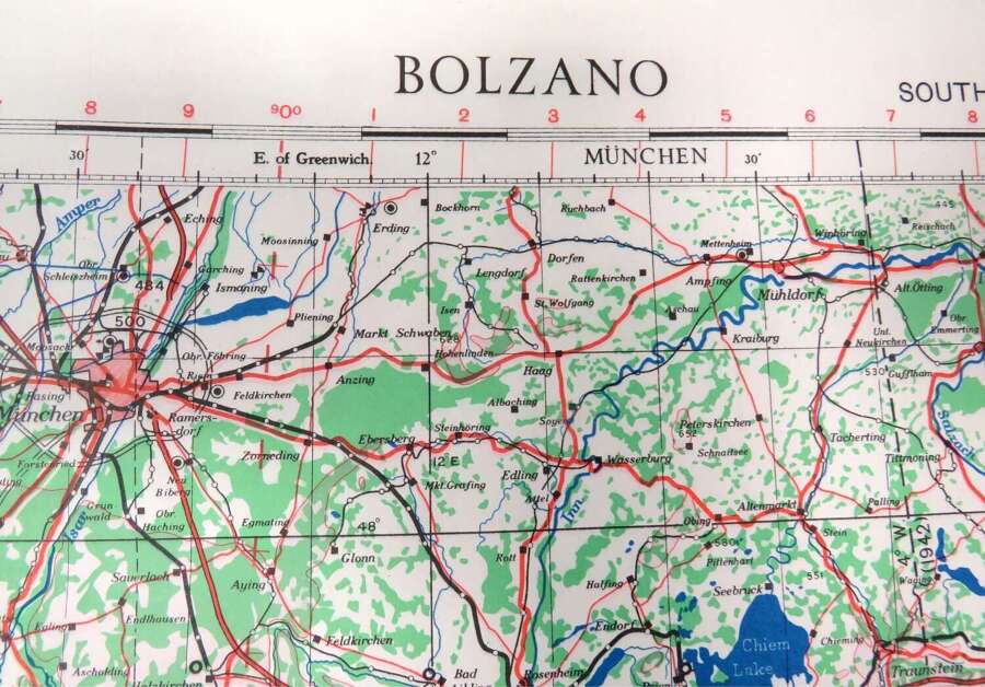 WW2 British Army/Air Military Map 46/10 of Bolzano Northern Italy Dated 1943